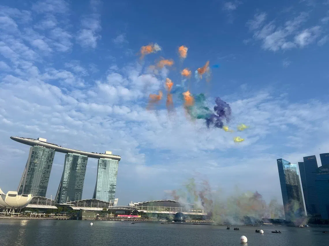 2025年新加坡国庆庆典彩排的场外仪式开幕。（红蚂蚁）