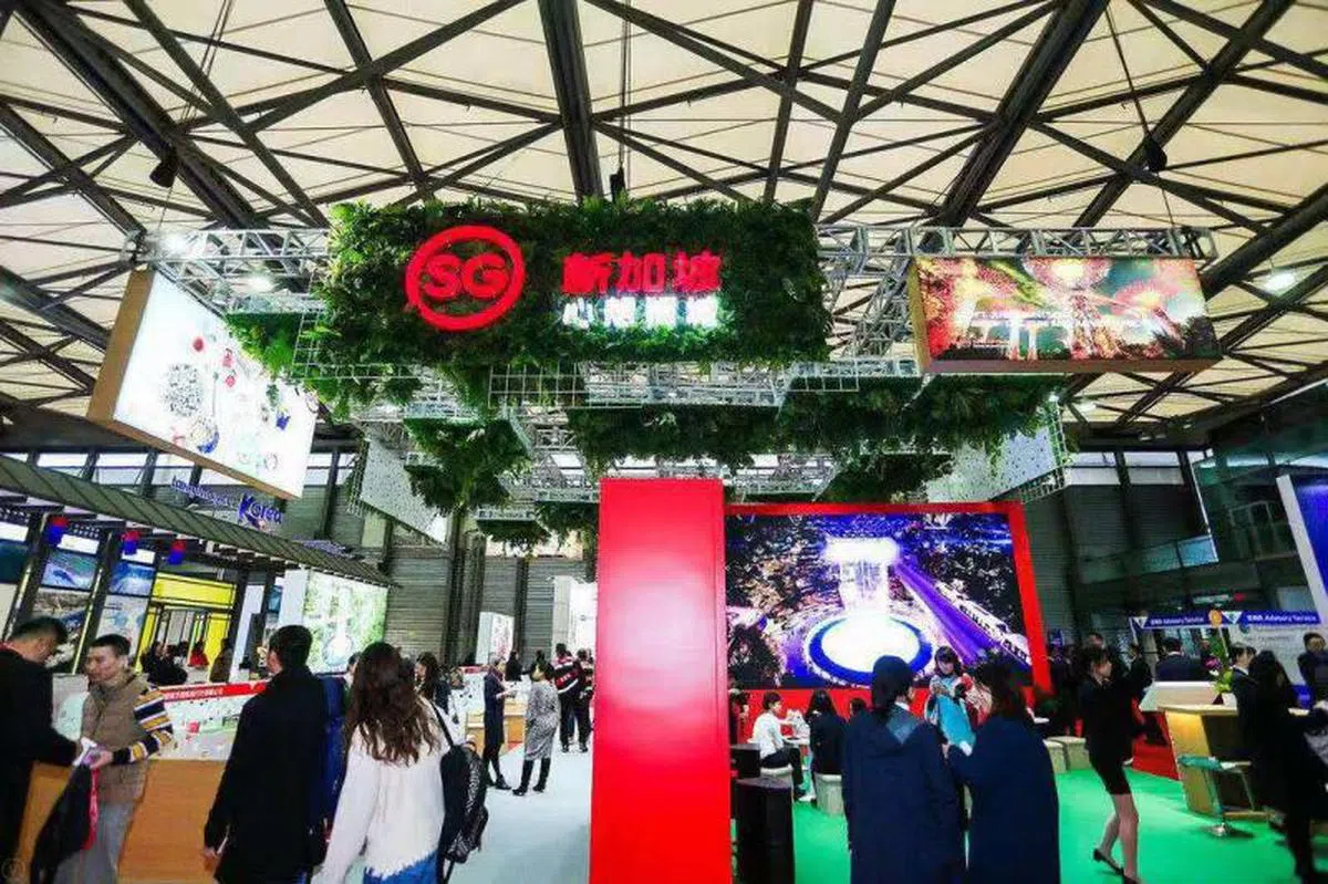  新加坡的“心想狮城”展厅亮相2018中国国际旅游交易会，向中国市场推介新加坡全新的旅游景点和游玩体验。（新加坡旅游局提供） 