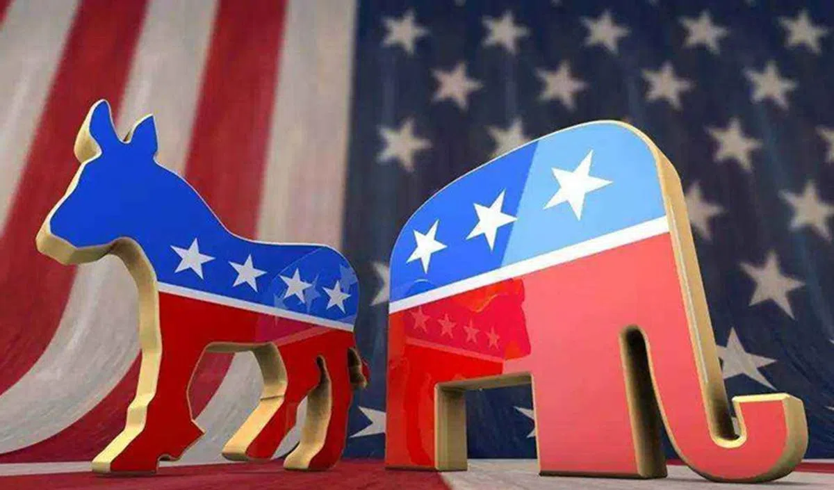  美国民主党的代表形象是驴，共和党则是大象。（互联网） 