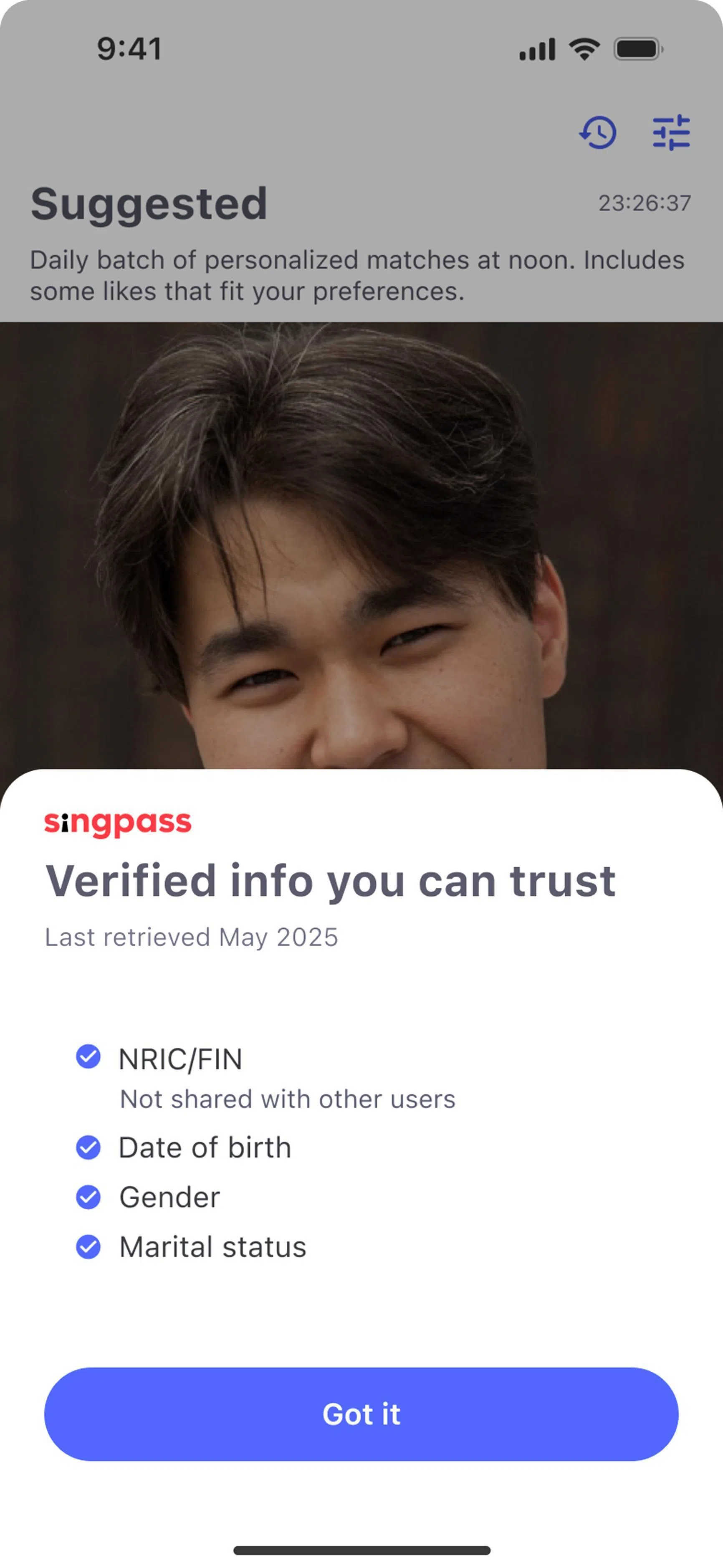 Coffee Meets Bagel 约会应用要求新加坡用户必须使用 Singpass 注册账号并登录以验证身份尤其是婚姻状况，以杜绝爱情骗子和隐婚人士来浑水摸鱼。