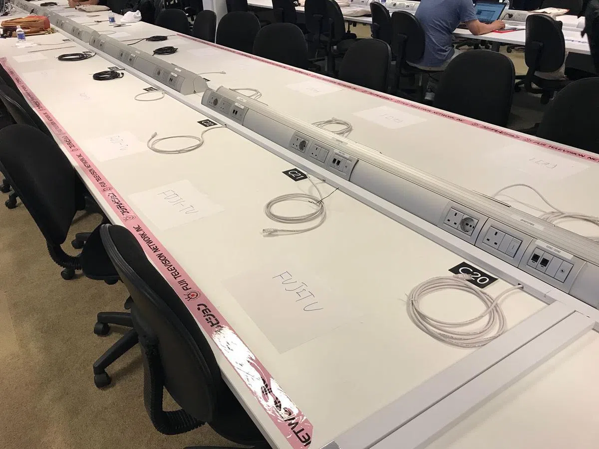  日本富士电视台抢到的“地盘”。（卢凌之摄） 