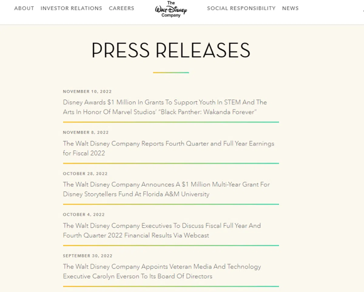 （华特迪士尼公司官网）