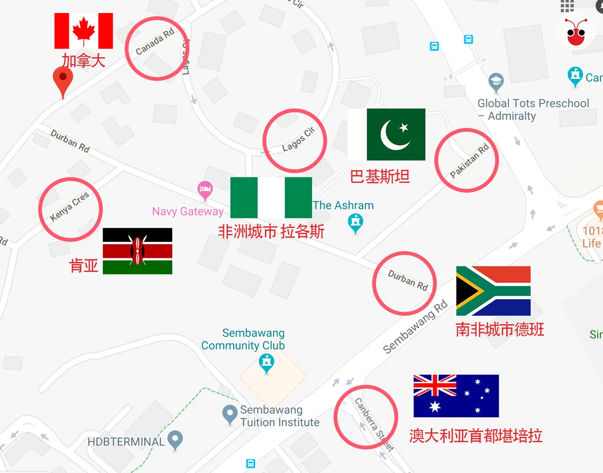  你没眼花，这是新加坡地图没错，在三巴旺。（谷歌地图，郭跃男制图） 