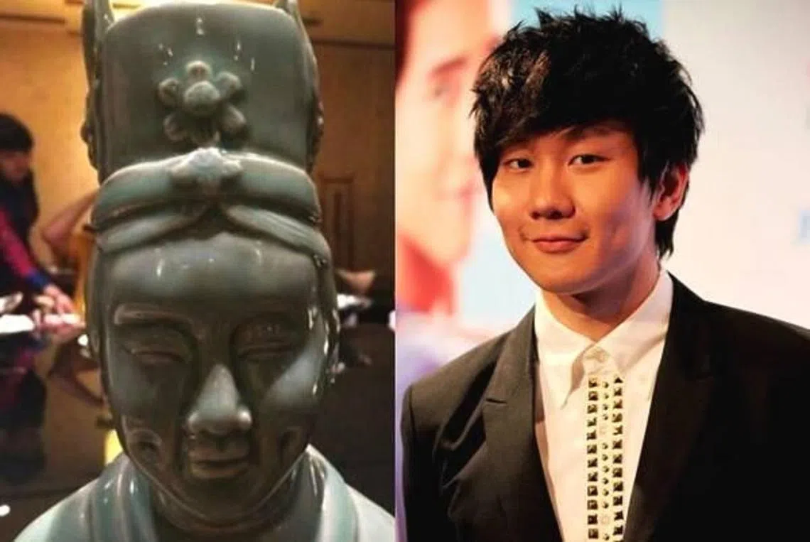 和林俊杰撞脸的居然是……一座古代雕像。（互联网）