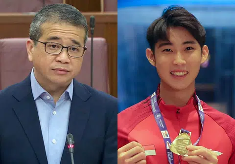 针对政府没有给予骆建佑（右）现金奖励，唐振辉（左）解释，政府不只是在金钱层面上为国家运动员提供支持与协助。（红蚂蚁制图）