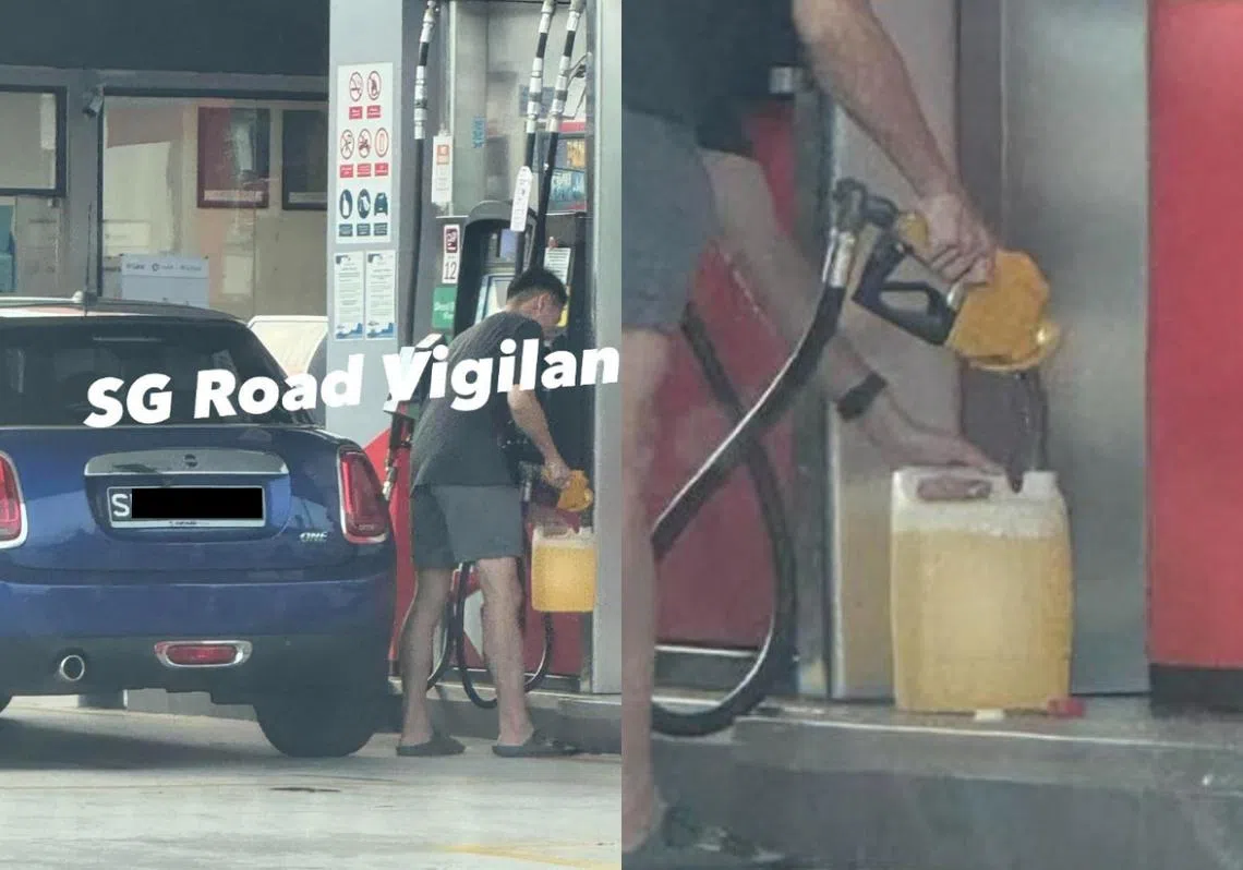 一辆新加坡注册车辆遭踢爆在马国违例“打包”津贴汽油。（红蚂蚁制图）