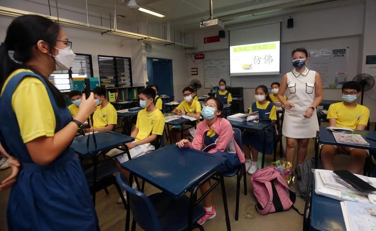 安德逊中学的华文课。（联合早报）