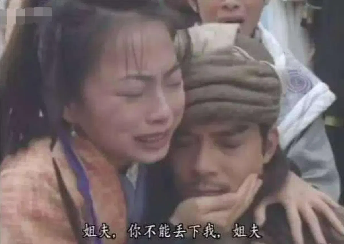 阿紫抱着乔峰的身躯跳崖殉情。（互联网）