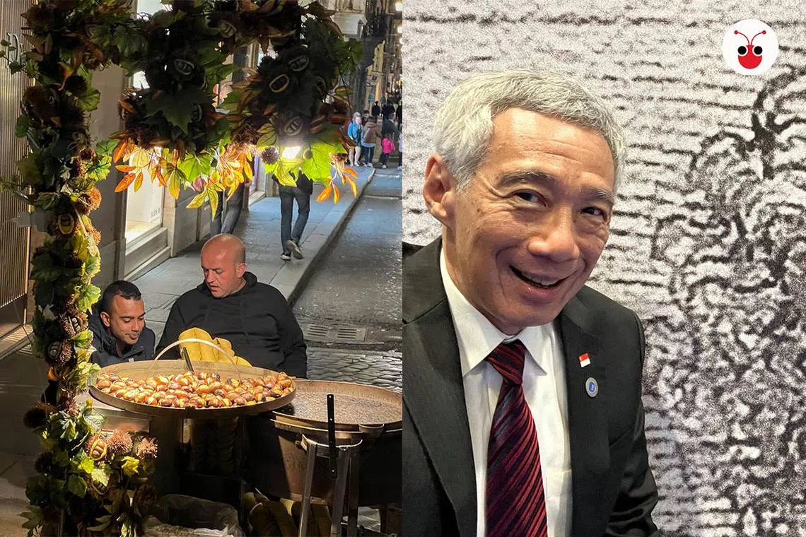 李显龙总理上周四（28日）应邀出席在意大利举行的二十国集团（G20）峰会，回国后不忘晒出自己的得意之作，与网民分享他出访罗马的点点滴滴。（李显龙面簿 / 红蚂蚁制图）