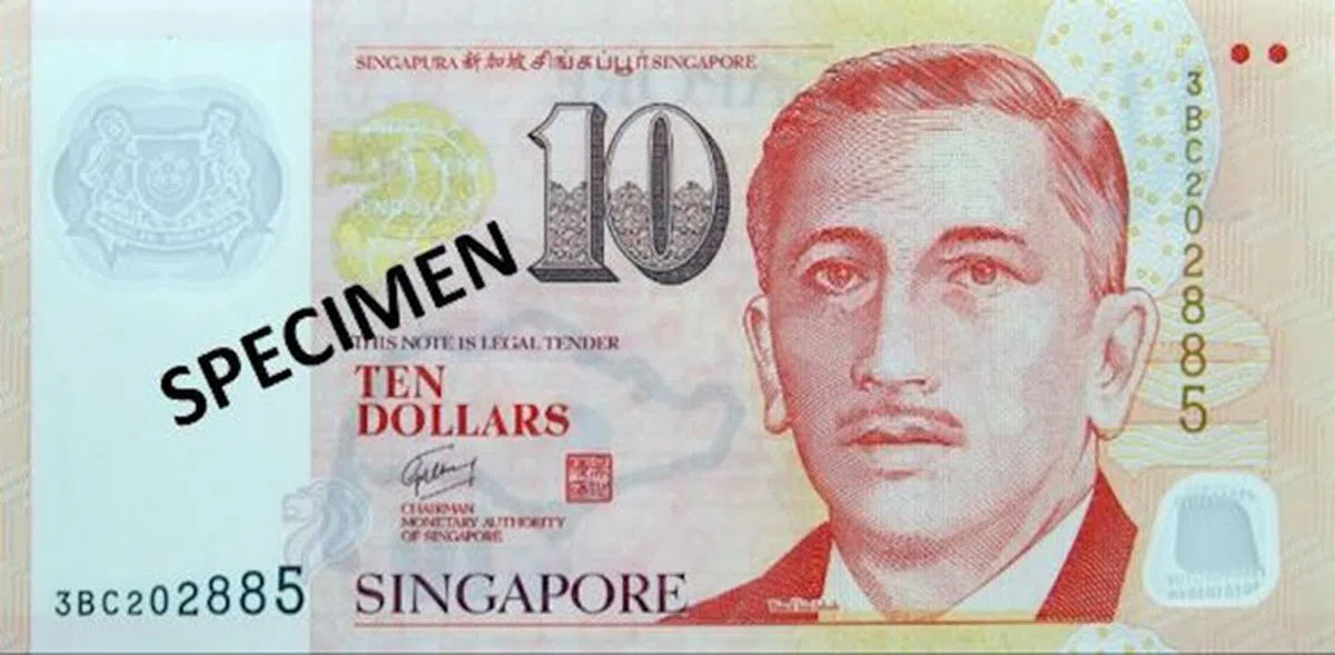  10元钞票的“真身”。（新加坡金融管理局） 