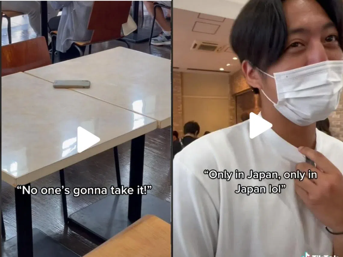 一位日本网民，在TikTok上载了一段视频介绍在日本食阁里如何霸位，还称这个霸位文化是日本独有的。（取自视频）