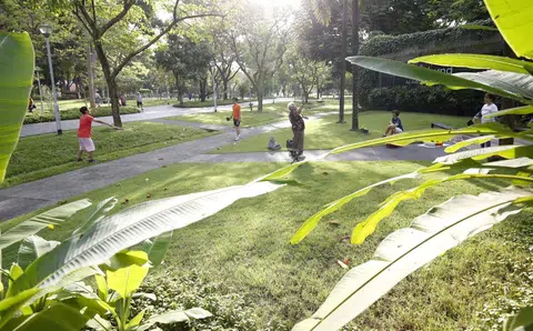 到大自然中呼吸新鲜空气、步行跑步的人们。（早报）