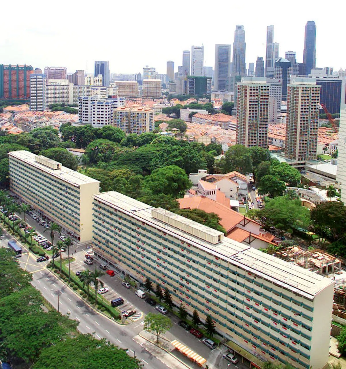  达士岭摩天组屋当年原址——达士敦坪的首两座组屋。（联合早报） 