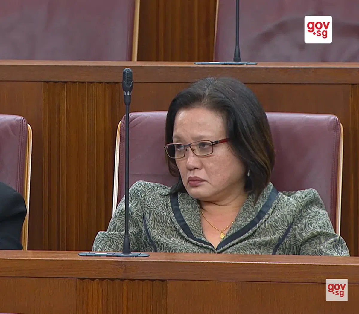 林瑞莲在国会上的标准表情。（取自2017年5月8日国会视频截图）