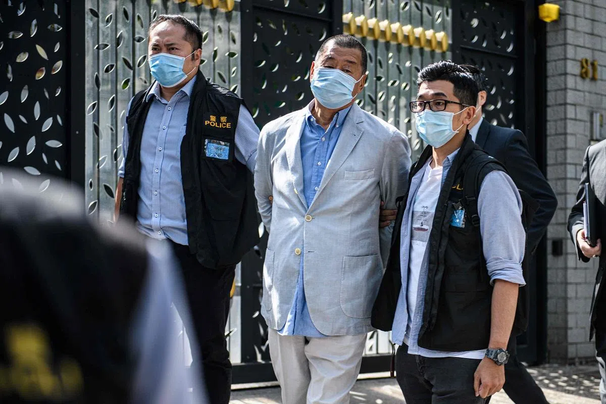  黎智英在2020年8月10日被香港警察拘捕。（法新社） 