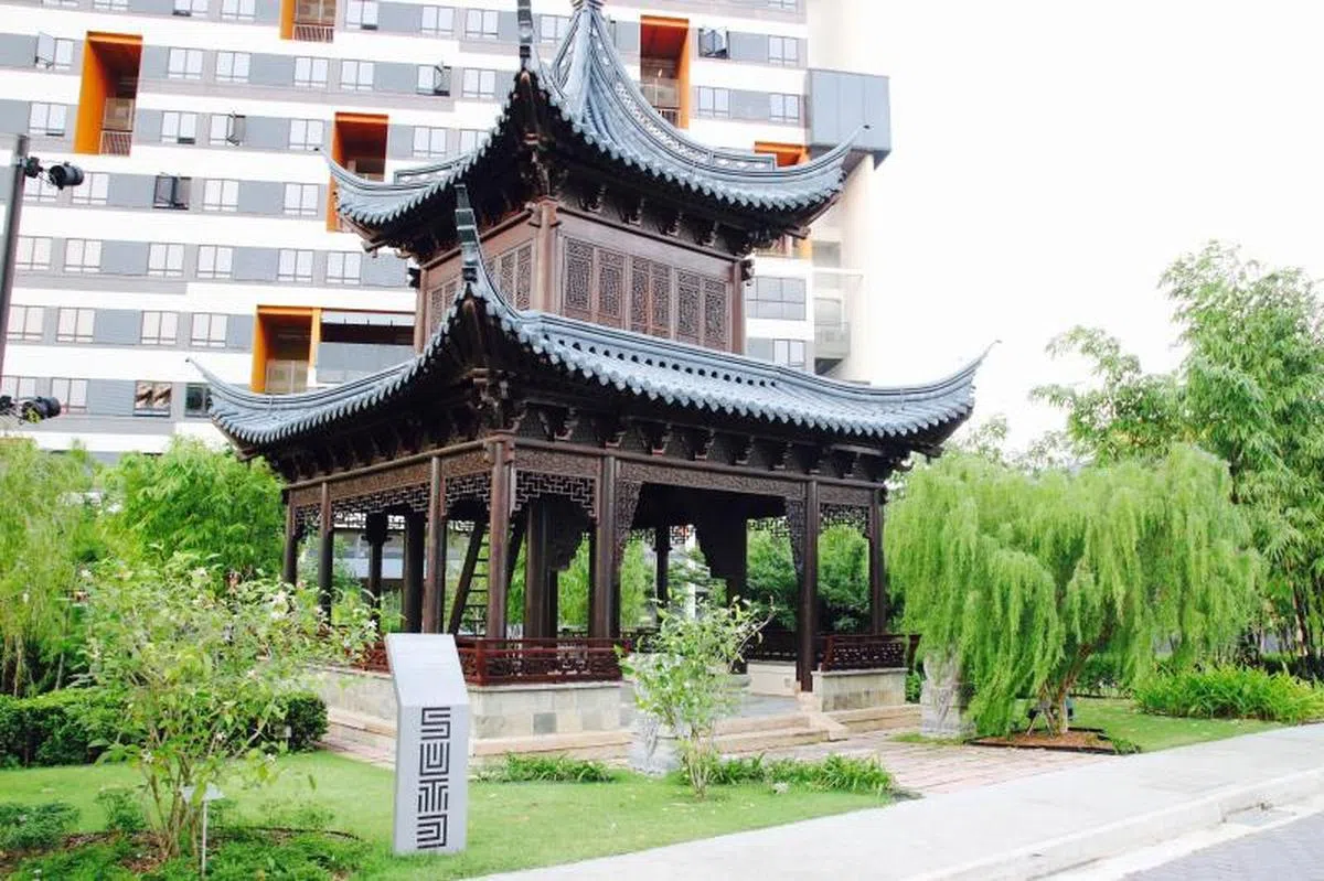  位于新科大的可忠亭（二重亭）。（联合早报） 