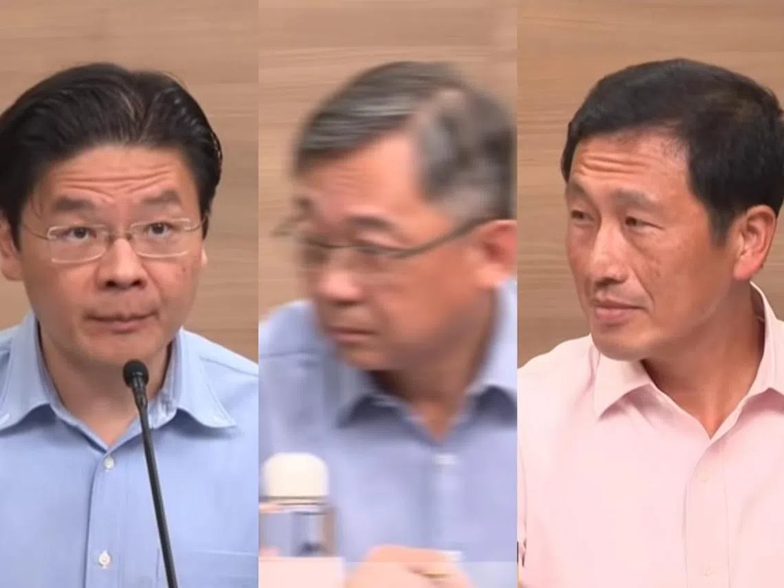 （设计对白）财政部长黄循财（左）：“哎哟~arrow我？好，我接招！”（亚洲新闻台 / 红蚂蚁制图）