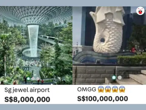 本地购物平台Carousell上有卖家荒诞开出天价，出售新加坡多个标志建筑和景点，遭平台强制下架。（红蚂蚁制图）