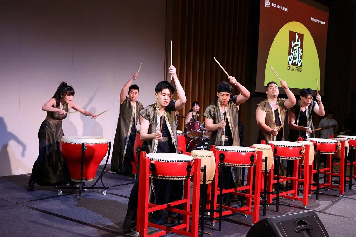 本地打击乐团FENG鼓。（联合早报）