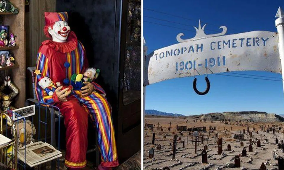 America's most terrifying hotel has over 500 creepy clowns watching you -- and a cemetery