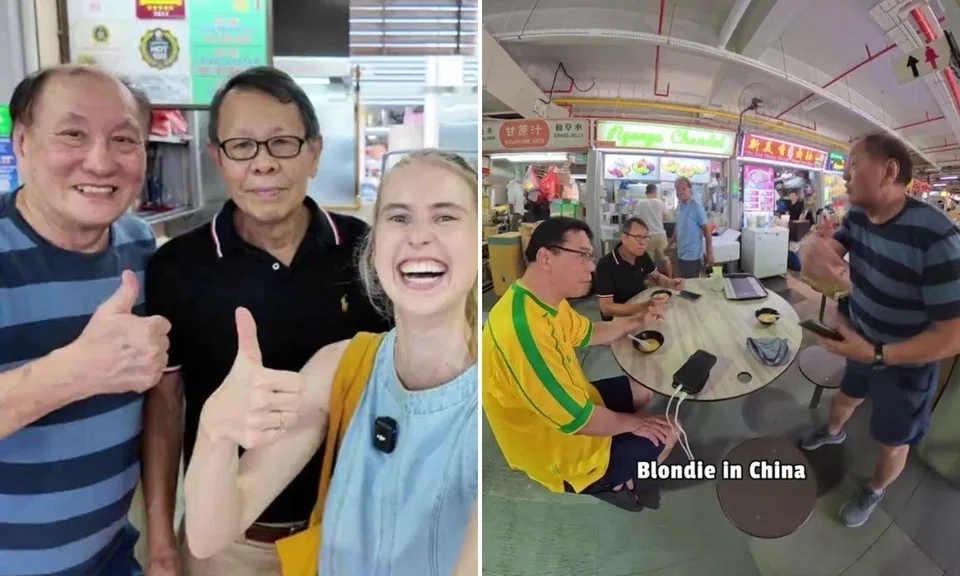 elderly diners adopt australian influencer for a meal at old airport road food centre