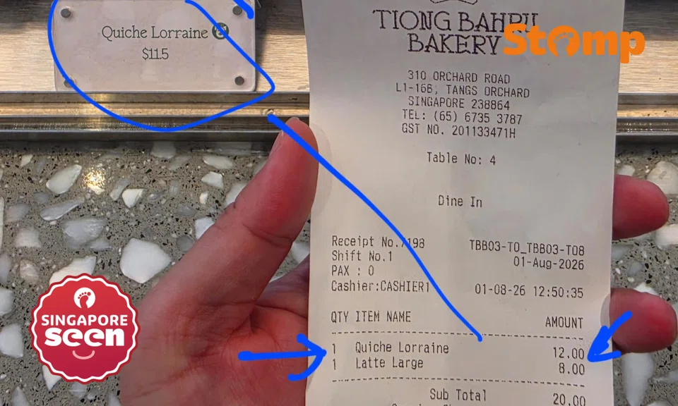 Tiong Bahru Bakery apologises after customer is charged $0.50 more than outdated display tag