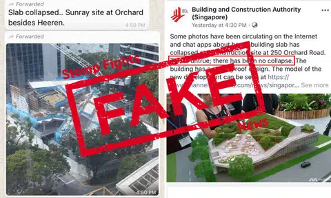 Messages circulating of Orchard Rd "building collapse" are fake: Building and Construction Authority