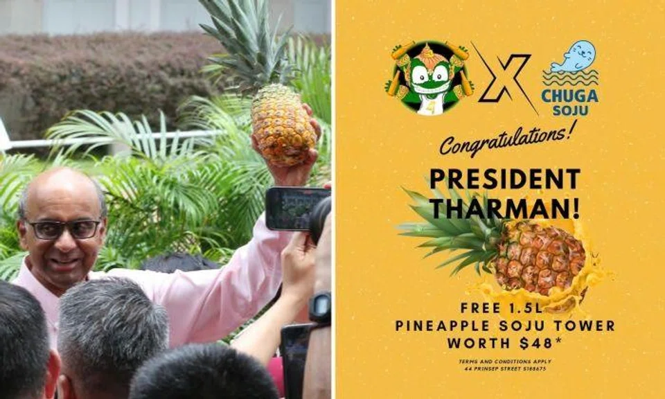 A bar called Soi 44 in Prinsep Street is giving away a free pineapple soju in a 1½-litre tower worth $48 to customers wearing anything related to pineapples this weekend (Sept 2 to 3).