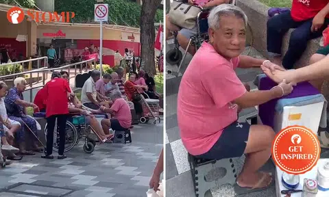 Kind uncle offers free foot massages in Bedok, seniors queue daily for his healing touch