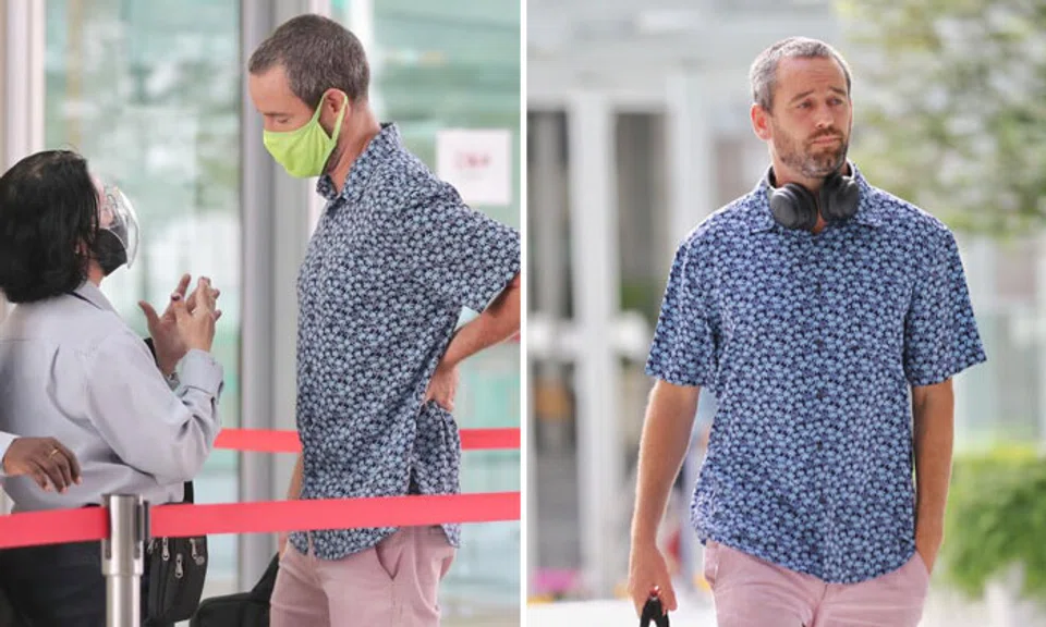 Benjamin Glynn was not wearing a mask when he appeared at the State Courts on July 2. PHOTOS: GAVIN FOO