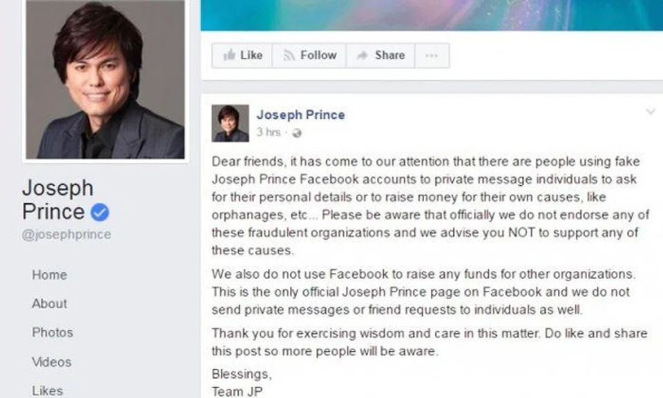 New Creation Church founder warns of fake Facebook accounts used to raise funds