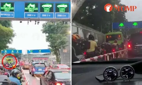 Off-service SBS bus turns into motorcycle lane at Woodlands Checkpoint by mistake, causing delays
