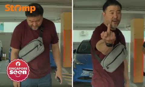 'Weirdo' flips middle finger at car while wandering around Bishan carpark 'suspiciously'