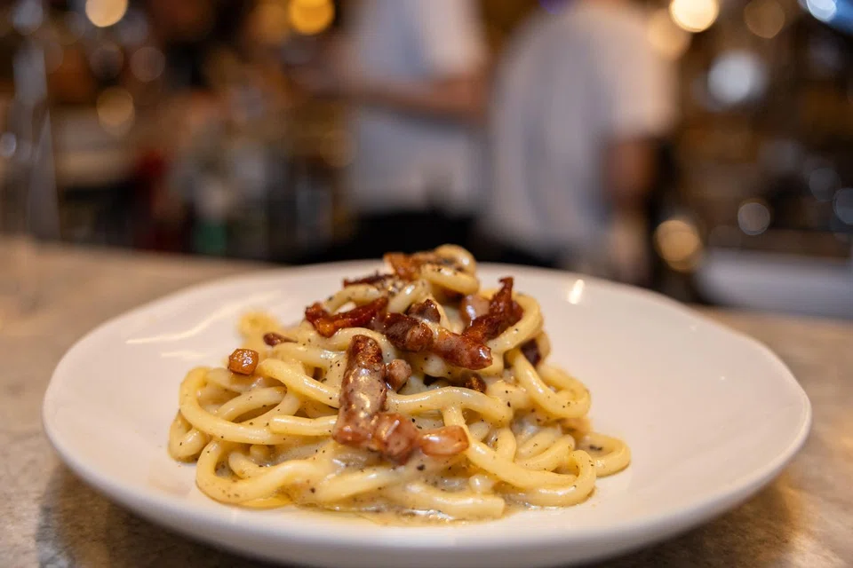 Cacio e Pepe pasta with Crispy Guanciale from Scarpetta.