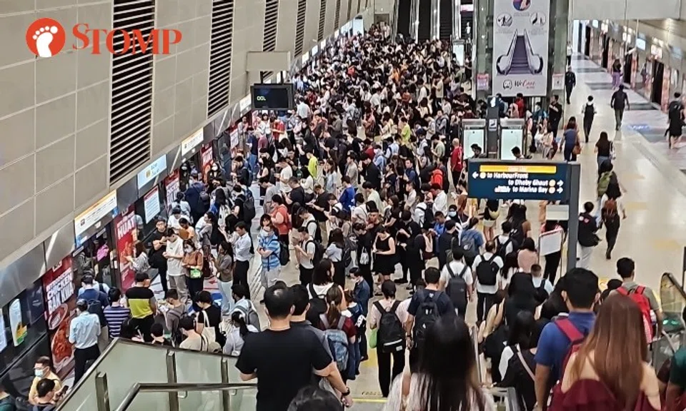 The Stomper shared a photo of a large crowd in Bishan MRT station on the Circle Line platform.