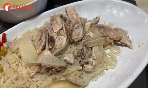 Half-plateful of chicken rice with mostly skin and bones at airport 'gives S'pore a bad name'