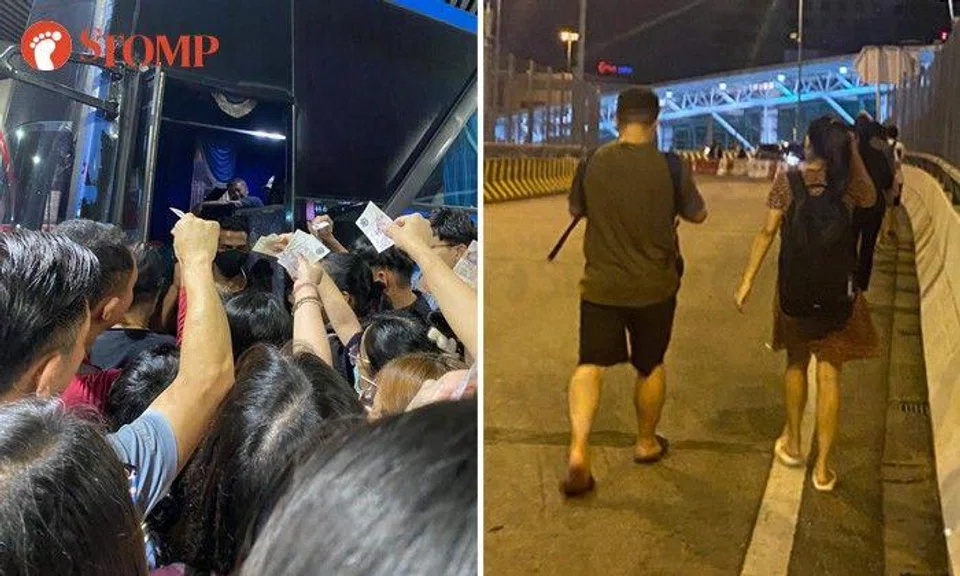 Heavy human and traffic jams at Woodlands Checkpoint following Johor terror attack