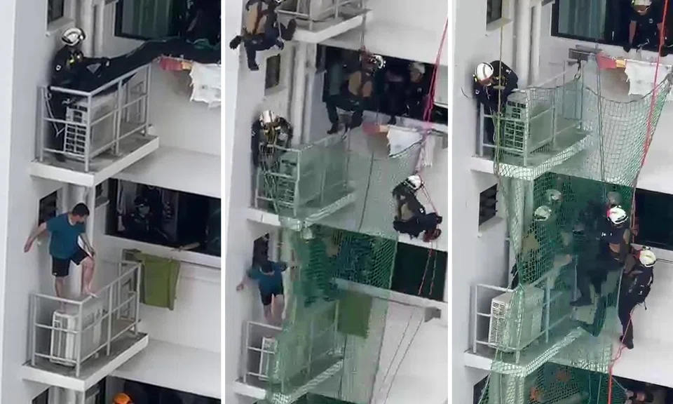 SCDF rescues man from Bukit Panjang air-con ledge