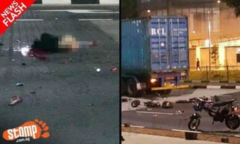 2 dead, 1 injured after collision between container truck and e-bikers at West Coast Highway