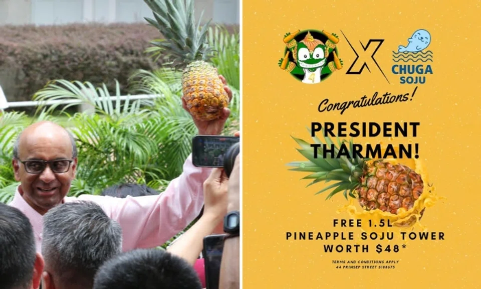 A bar called Soi 44 in Prinsep Street is giving away a free pineapple soju in a 1½-litre tower worth $48 to customers wearing anything related to pineapples this weekend (Sept 2 to 3).