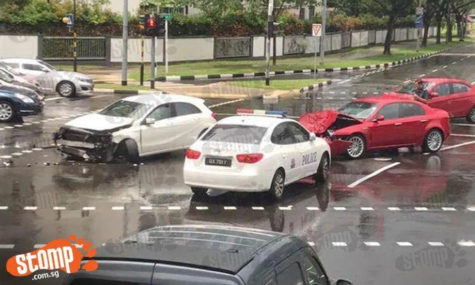 Cars left badly smashed after collision at Ang Mo Kio Ave 1