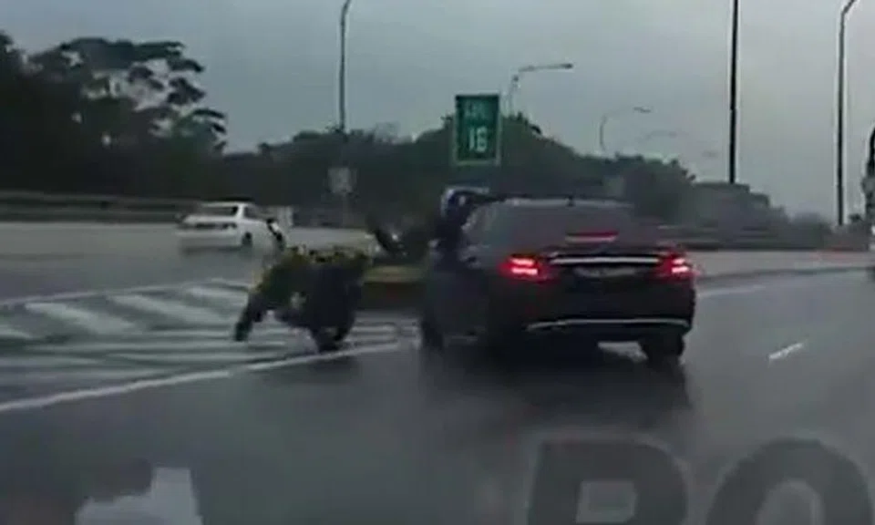 Motorcyclist thrown off bike after getting hit by car that changed ...