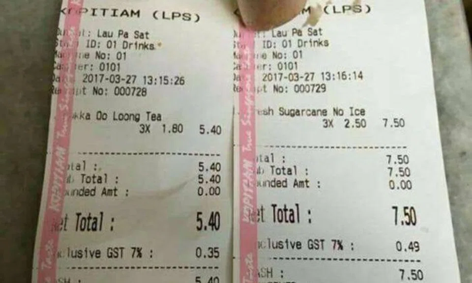 Diner claims Lau Pa Sat drink stall staff charged him $7.50 for $5.40 worth of drinks