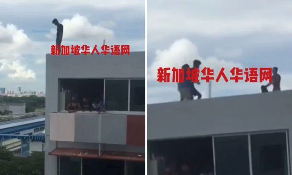 Man, 19, apprehended after being pulled from edge of dormitory building at Old Choa Chu Kang Road