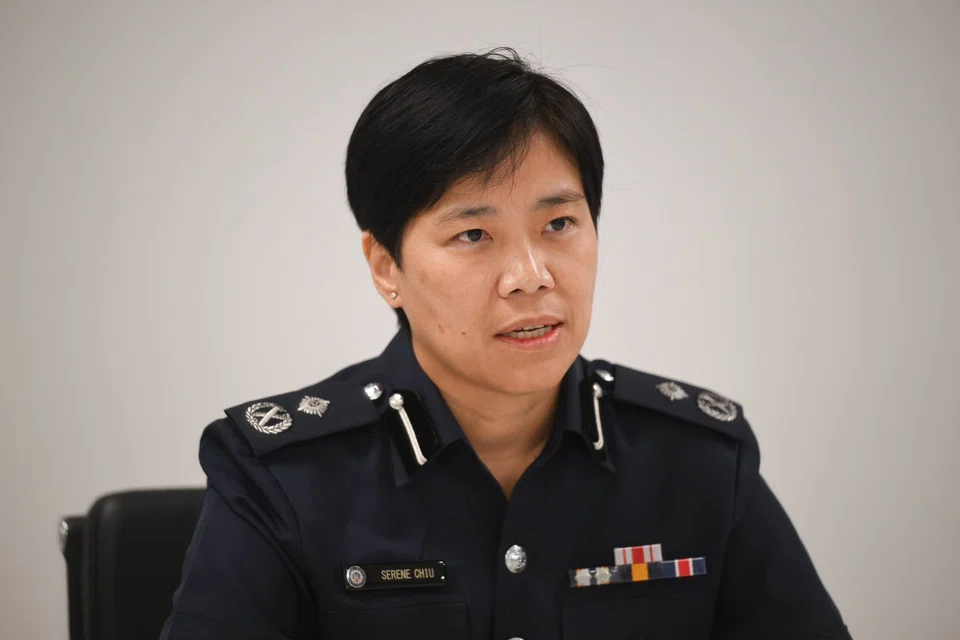 The commander of Clementi division, Assistant Commissioner of Police Serene Chiu, at a press conference about break-ins, at Clementi Police Division headquarters on Aug 10.