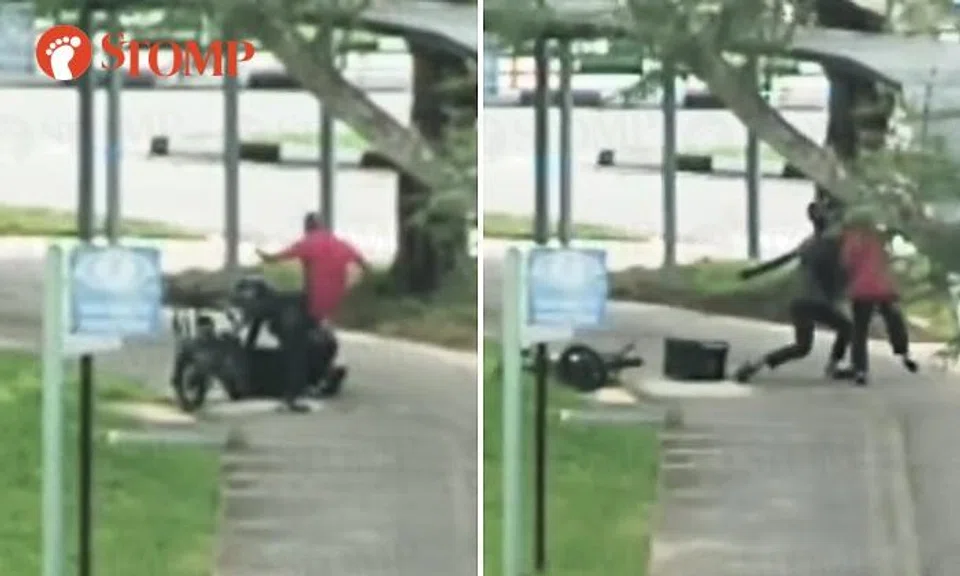 Man kicks e-bike of delivery rider who punches him back in fight outside Admiralty MRT station