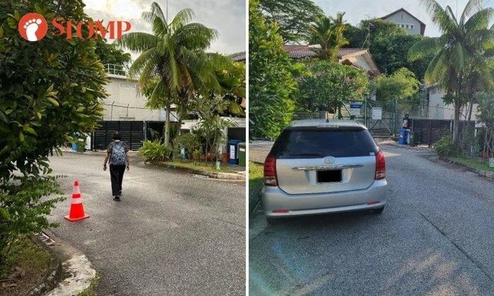 Stomper David shared photos of the cone at Jalan Bangsawan and said the number is the house number of the Toyota Wish driver.