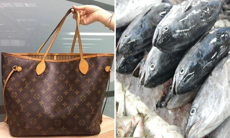 Grandma uses LV bag granddaughter gifted her to buy fresh fish