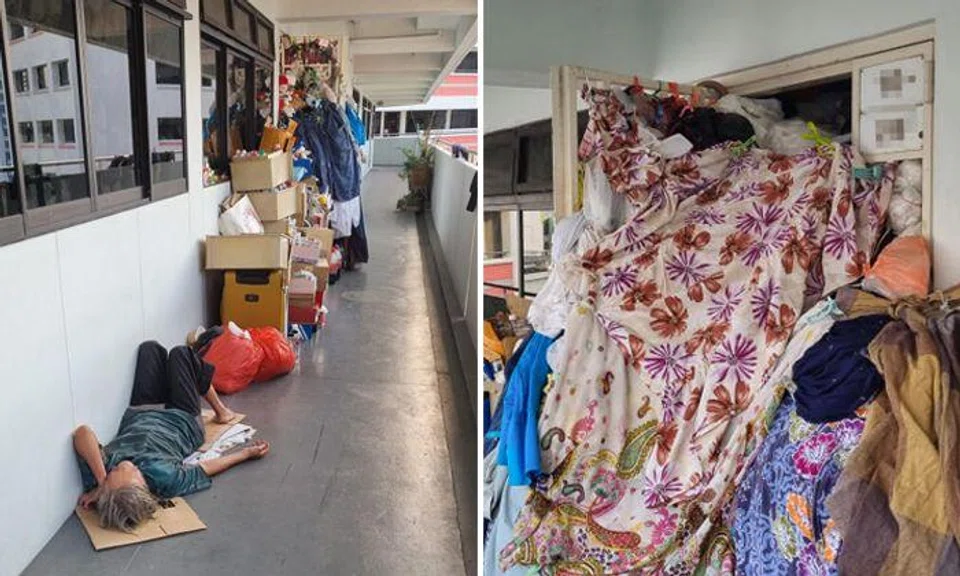 Hoarder, 60, sleeps along Woodlands corridor because flat is overflowing with junk