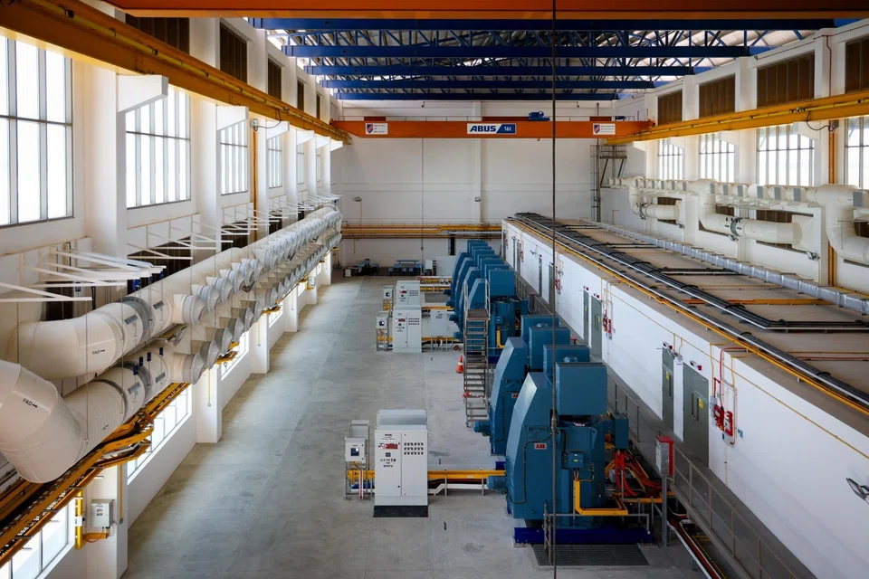 The interior of the drainage pumping station at Singapore’s first polder on Pulau Tekong.
